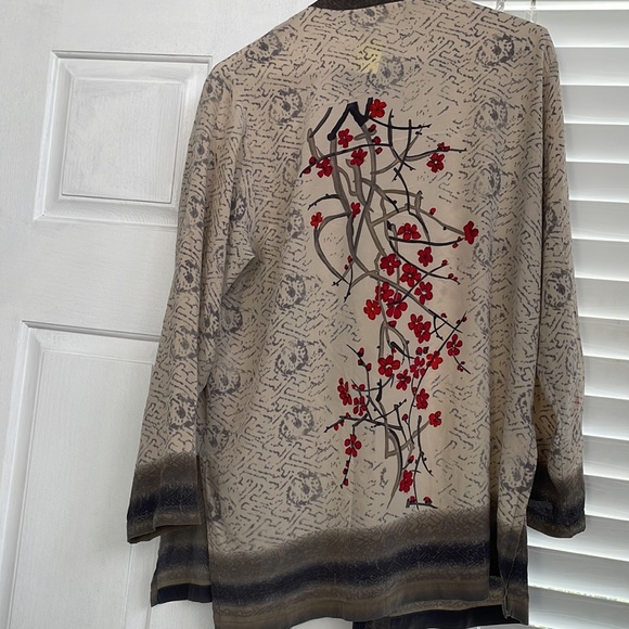 Vintage Chico’s 100% Silk Cherry blossoms Japanese inspired shirt size Small(1) - Picture 5 of 6